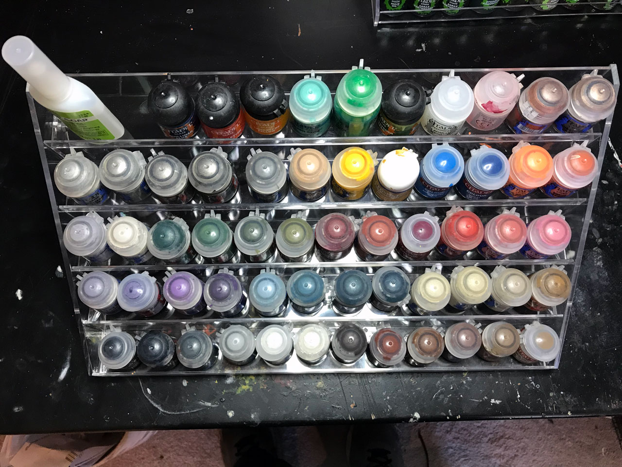 The best rack I found for the citadel paints A nail polish display  Full contrast paints plus vallejo base colours, great for the vacation  house : r/minipainting